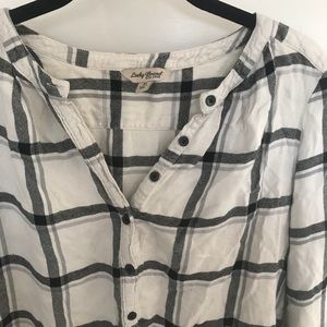 Lucky Brand Printed Peplum Button Up Top